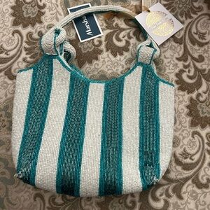 NWT Striped beaded bag